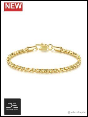 Gold Plated Box Chain Bracelet for Women Hypoallergenic